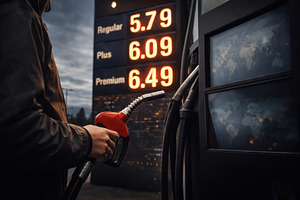 Gas station fuel pump with high pric, a Photo by Dvoevnore photos