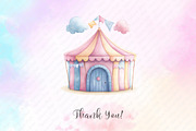 Pastel Summer Circus Clipart, an Illustration by Watercolor design (Thumbnail 10 of 12)