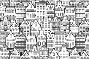 Seamless Pattern Of Holland Houses