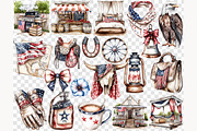 Patriotic 4th of July Clipart, a Person Illustration by GlamArtZhanna (Thumbnail 7 of 8)