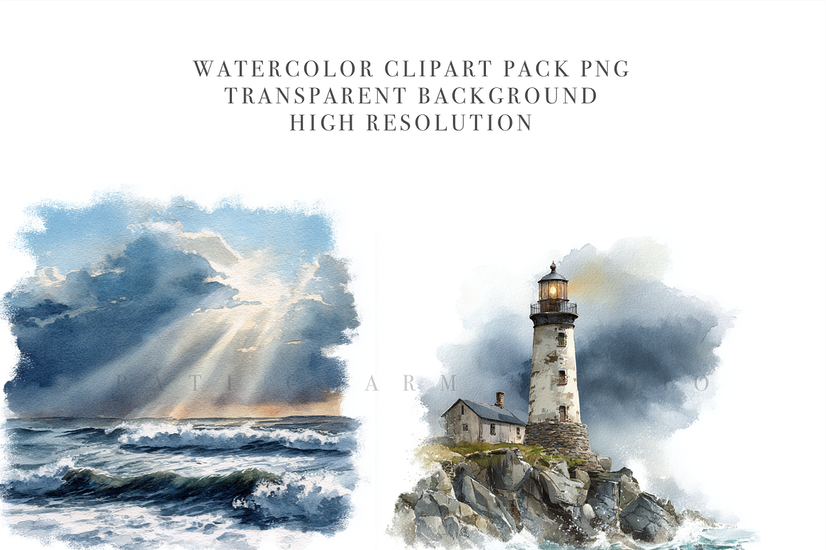 25 Sea Storm Clipart Set, a Decorative Illustration by Pati Charm Studio (Photo 5 of 8)