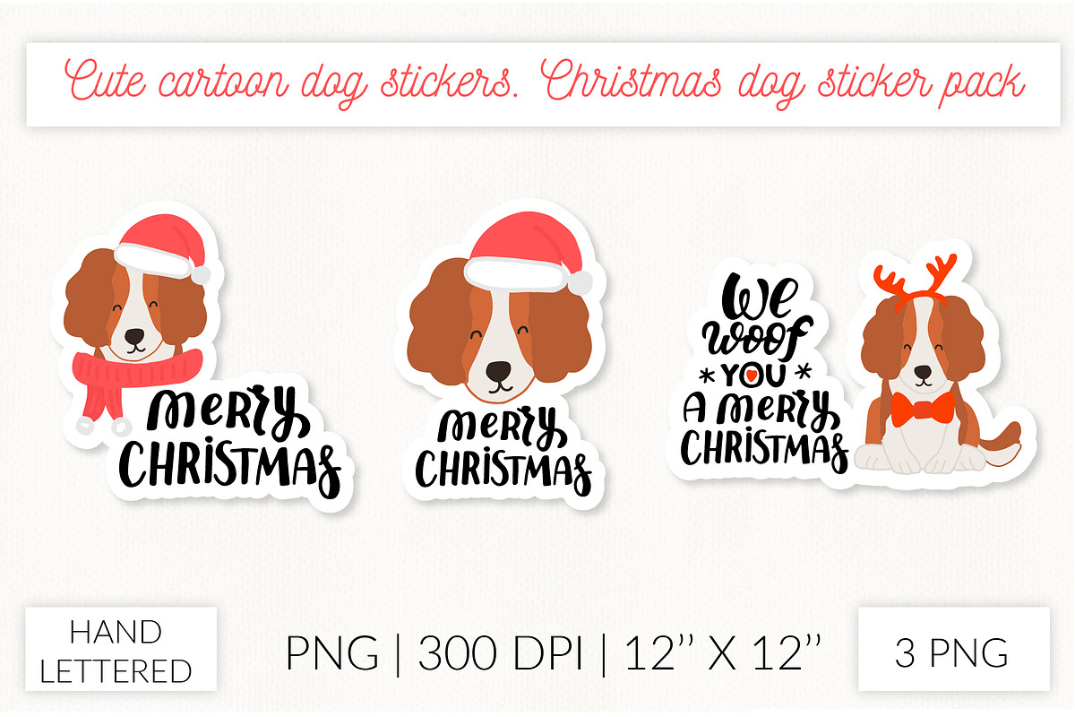 Cute dog stickers. Puppy Christmas, an Object Graphic by Let's Art (Photo 7 of 24)