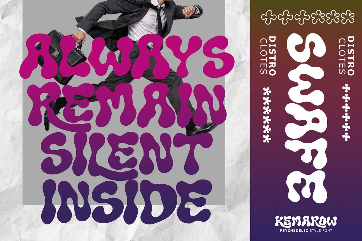 Kemarow - Psychedelic font, a Handwritten Font by Majelis Art (Photo 3 of 9)