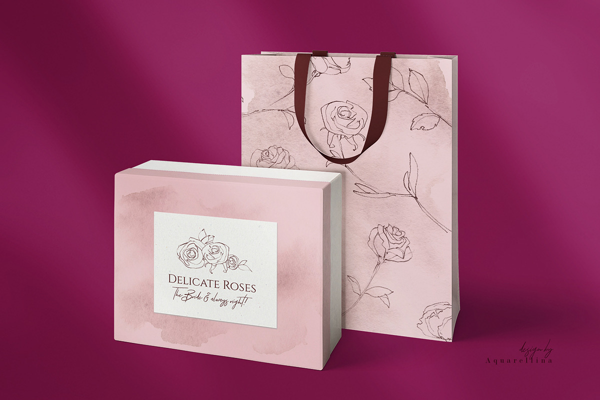 Delicate Roses - Hand Drawn Clipart, a Texture Illustration by Aquarellina (Photo 6 of 15)