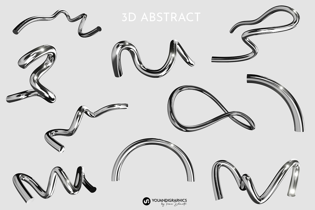 Chrome Y2K Abstract 3D Objects, an Object Graphic by Youandigraphics (Photo 10 of 15)