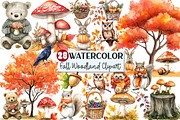 Watercolor Fall Woodland Clipart, an Illustration by Rose Art (Thumbnail 1 of 7)