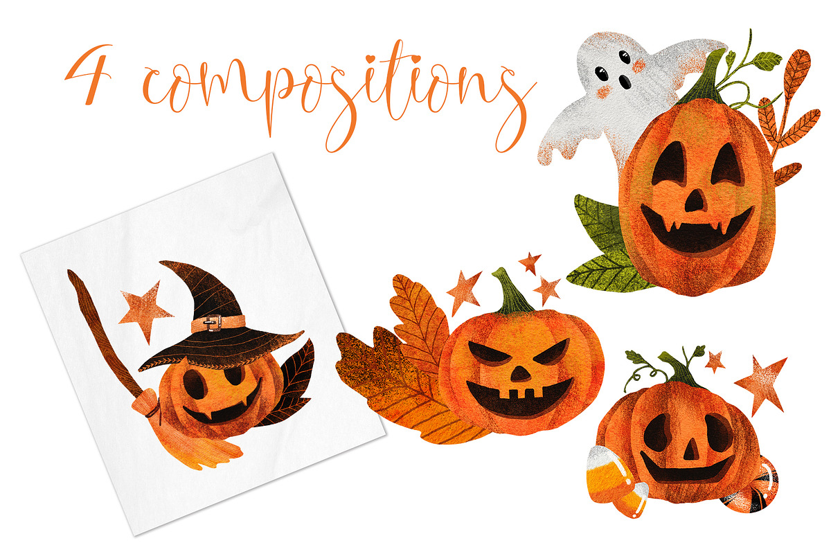 Halloween Jack-o'-Lantern graphics, a Seasonal Illustration by Yelloo Fish (Photo 2 of 7)