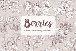 Hand Drawn Monochrome Berries Set