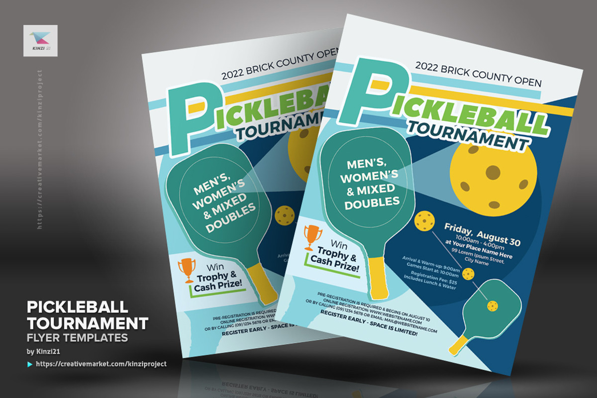 Pickleball Tournament Flyer Template, a Flyer Template by kinzi21 (Photo 4 of 4)