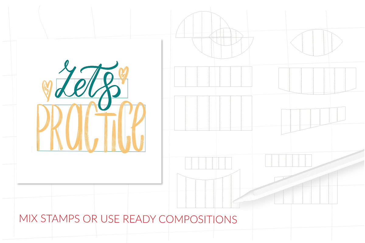 Lettering grid procreate stamps, a Brush Add-On by Let's Art (Photo 2 of 5)