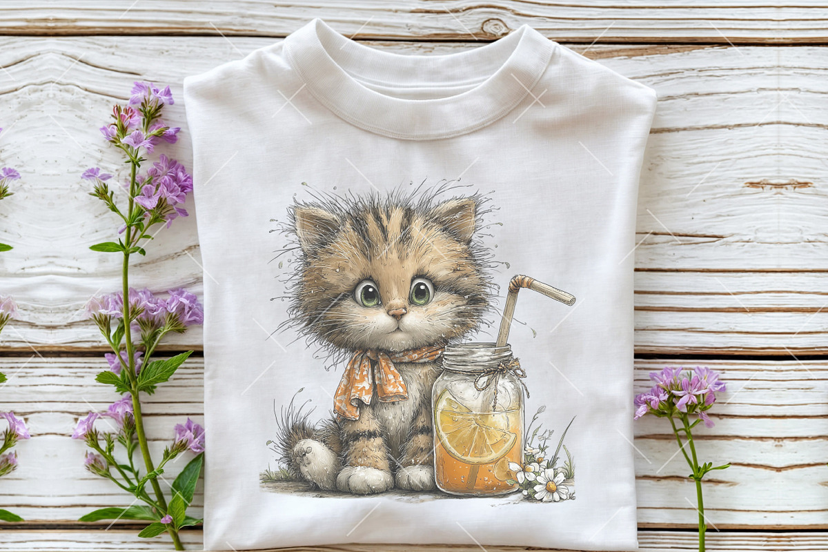 Whimsical Summer Cat Clipart Bundle, an Illustration by OK Design (Photo 6 of 6)