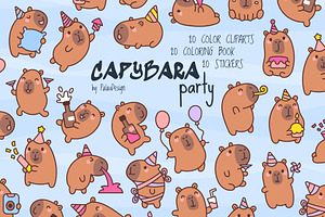 Cute Capybara Party, an Animal Illustration by Palau