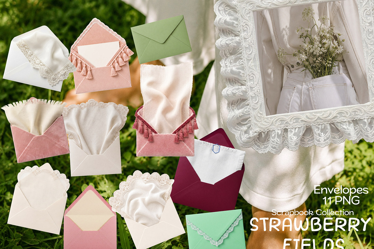 Strawberry Fields Collage Kit, an Object Graphic by DreamoraArt (Photo 2 of 9)