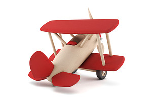 Low Poly Wooden Toy Airplane