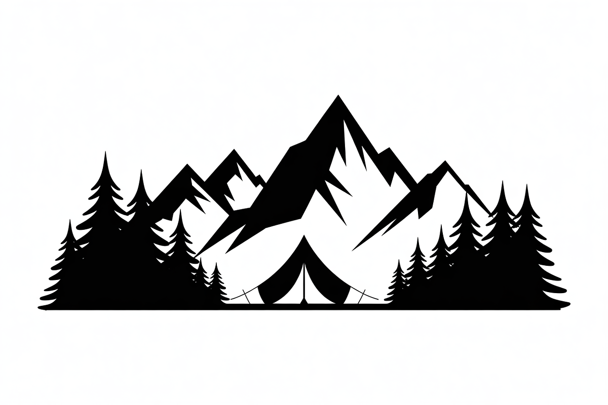 silhouette camping tent mountain, an Illustration by Amazin_art (Photo 3 of 17)