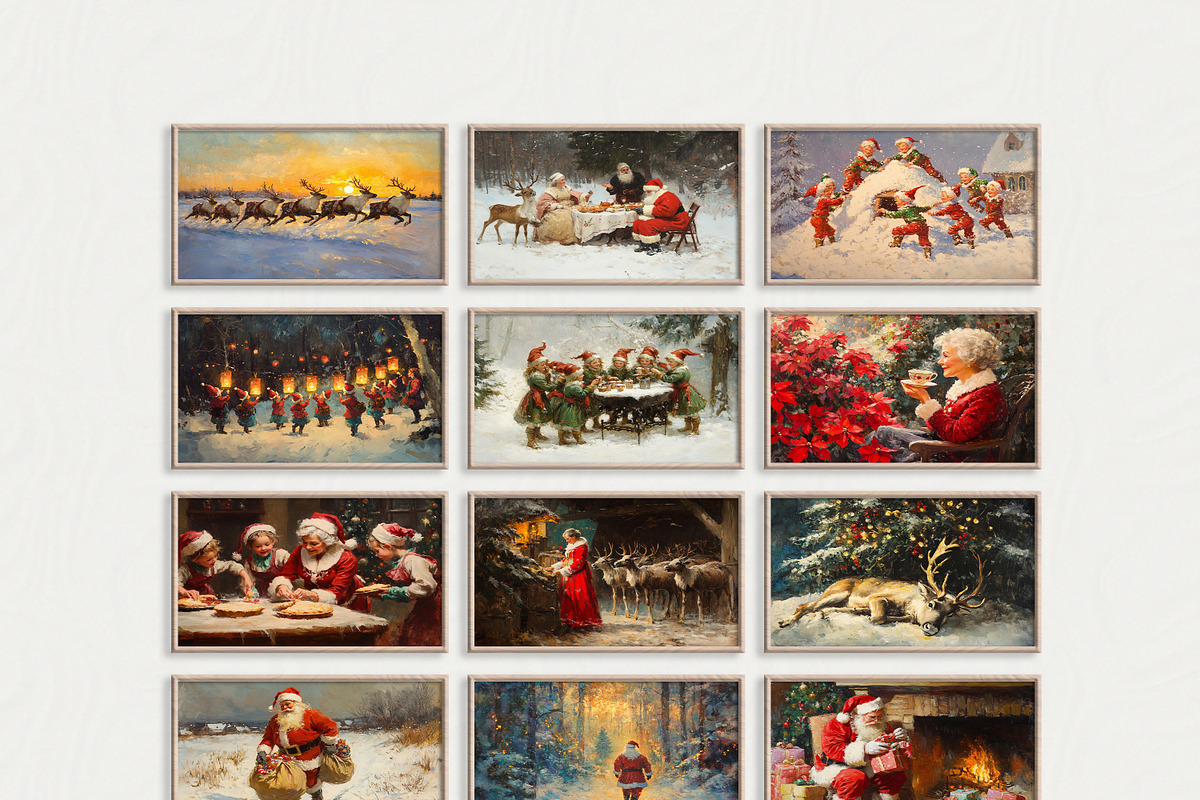 Vintage Christmas Wall Art Set, an Illustration by PrintablesByFranklyn (Photo 5 of 9)