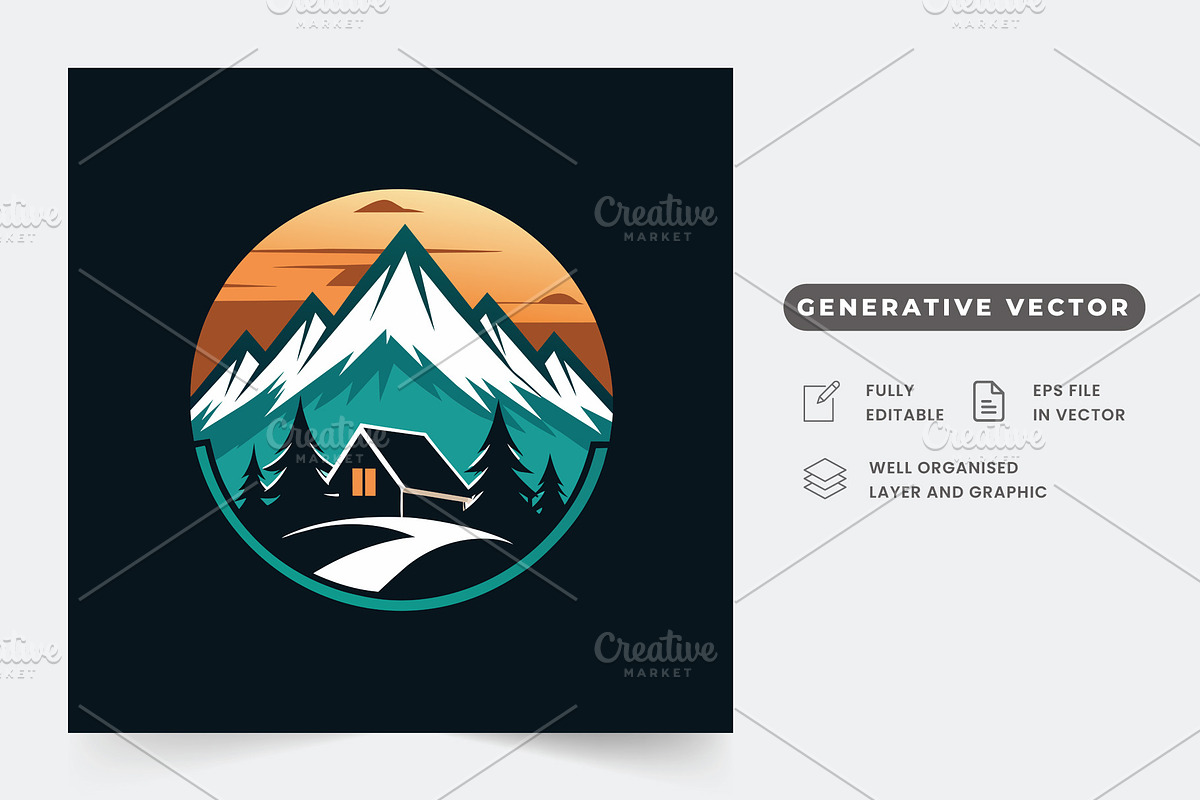 A sleek and modern logo for a mounta, a Graphic by Iftikhar Alam