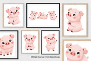 15 Bundle Watercolor Baby Pig Pink, an Animal Illustration by Morspective (Thumbnail 4 of 8)