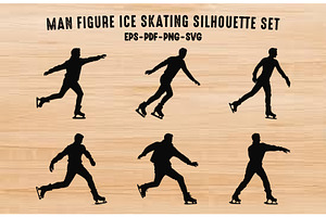 Man Figure Ice Skater Silhouette Set, a Person Illustration by Gfx Expert Team