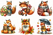 Watercolor Autumn Fox Clipart, an Illustration by OK Design (Thumbnail 4 of 5)