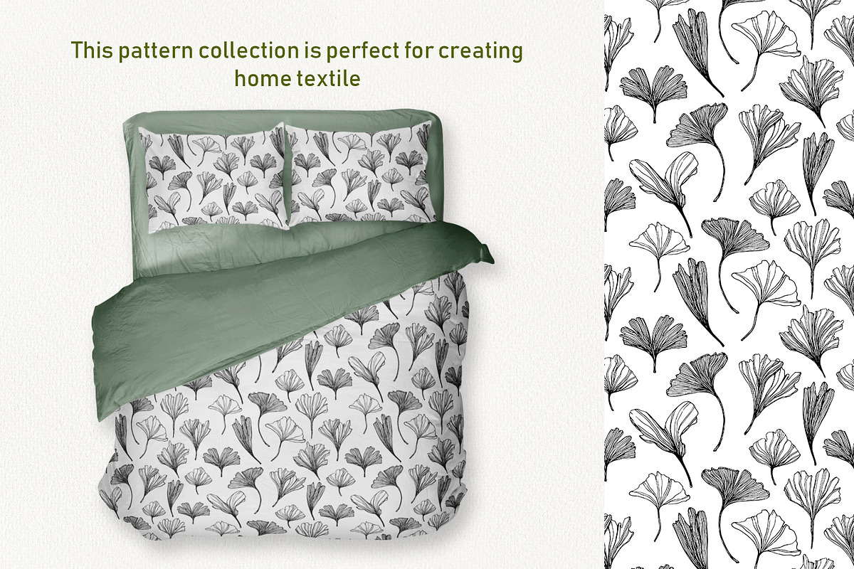 Gingko leaves floral patterns, a Pattern Graphic by Dina Guiter (Photo 12 of 14)