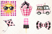 Black and Pink Gingham Summer Clipar, an Illustration by Libby Wishes (Thumbnail 2 of 7)