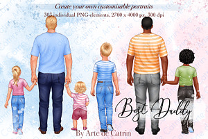 Best Daddy Clipart, Dad and Children, a Person Illustration by ArtedeCatrin