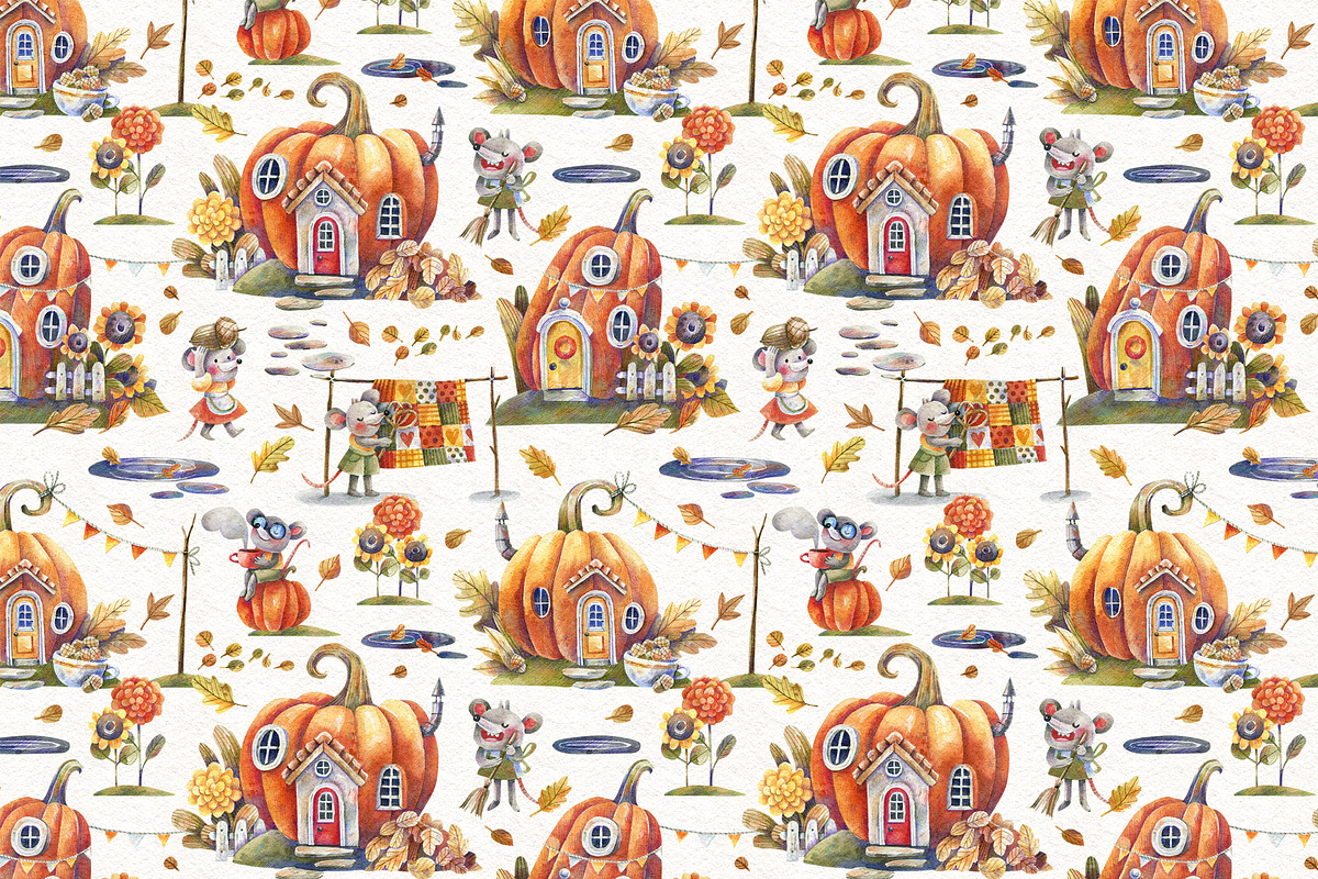 PUMPKINS AND MICE, a Seasonal Illustration by Watercolor by Tonia Tkach (Photo 7 of 8)