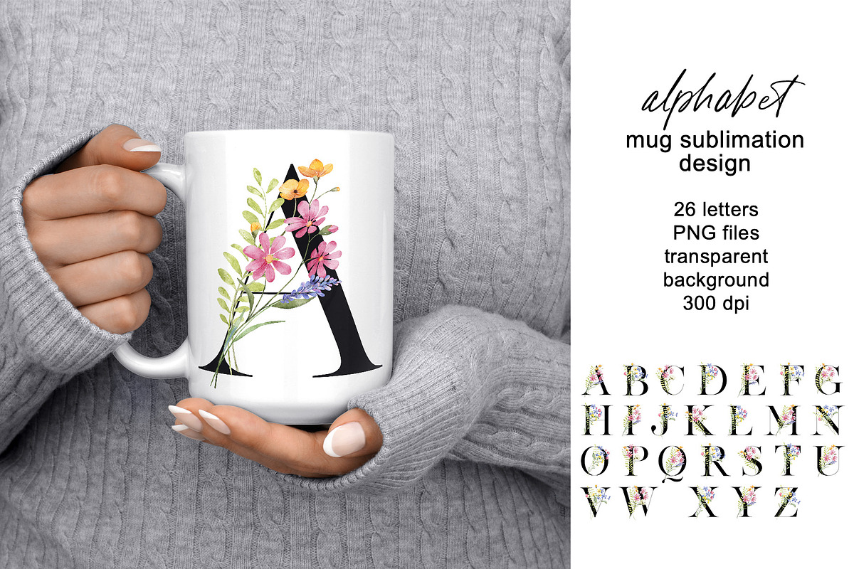 Mug sublimation design with letters, a Decorative Illustration by Larisa Maslova (Photo 1 of 2)