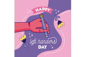 left handers day poster, an Illustration by studiogstock