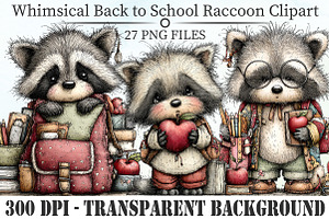 Whimsical Back to School Raccoon PNG, an Animal Illustration by Libby Wishes