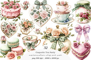 Coquette Tea Party Clipart, a Work Illustration by SinaCreation