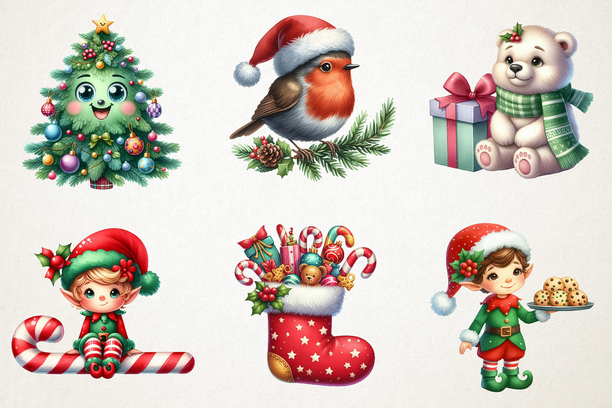Jolly & Bright Christmas Cuties Pngs, an Illustration by RobertsArt (Photo 5 of 7)