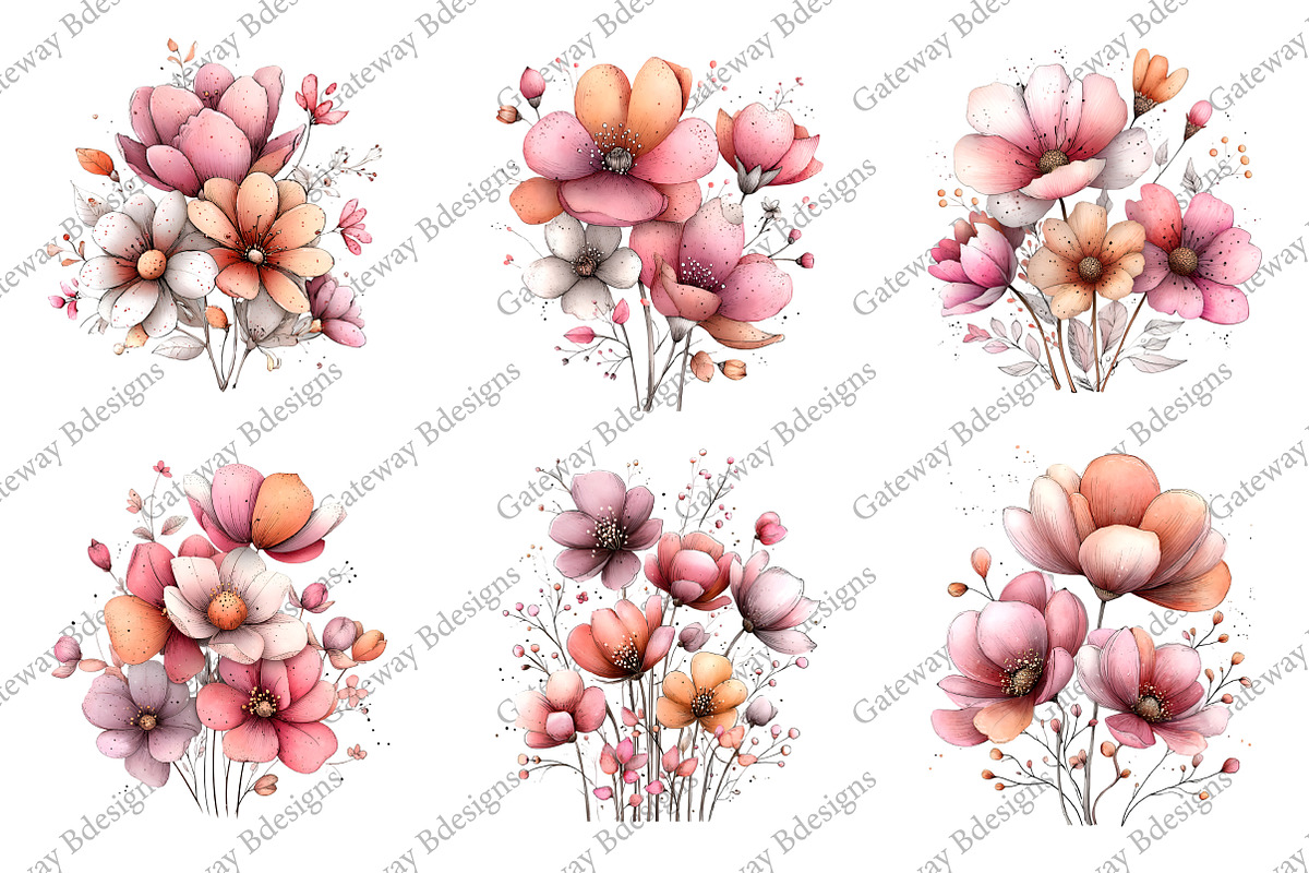 Whimsical Spring Wildflower Clipart, an Illustration by GatewayDesign (Photo 2 of 3)