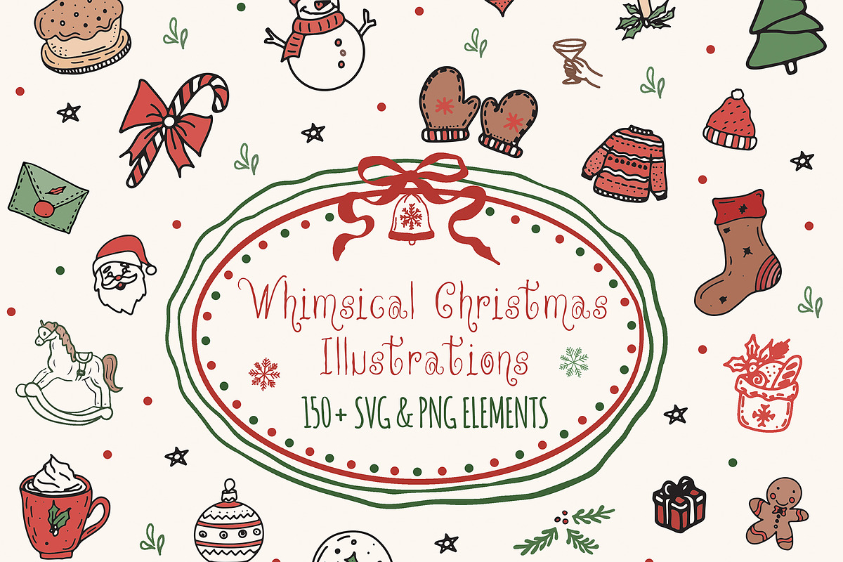 Whimsical Christmas Doodle Clipart, an Object Illustration by Amalia Calligraphy (Photo 1 of 9)