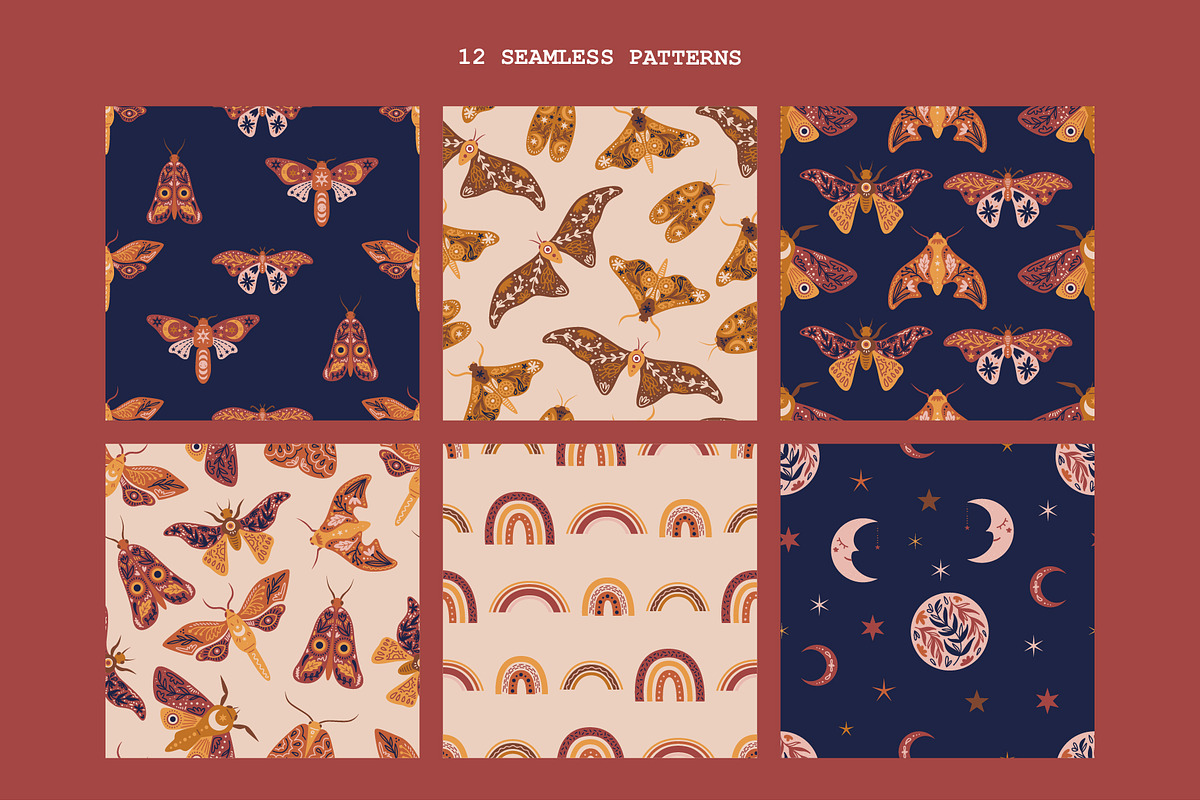 Mystic Moth | Vector collection, a Decorative Illustration by katieromanoff_art (Photo 14 of 22)