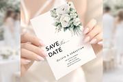 WhiteFloral Save the Date CanvaBD012, an Invitation Template by TyphoonStudio (Thumbnail 3 of 9)