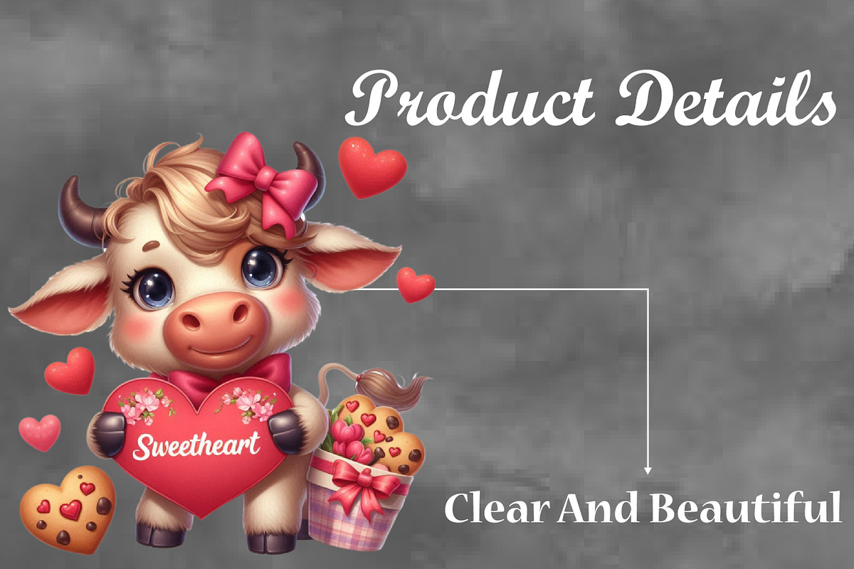 Valentine Sweet Cow Clipart Bundle, a Seasonal Illustration by Craft Nest (Photo 3 of 5)