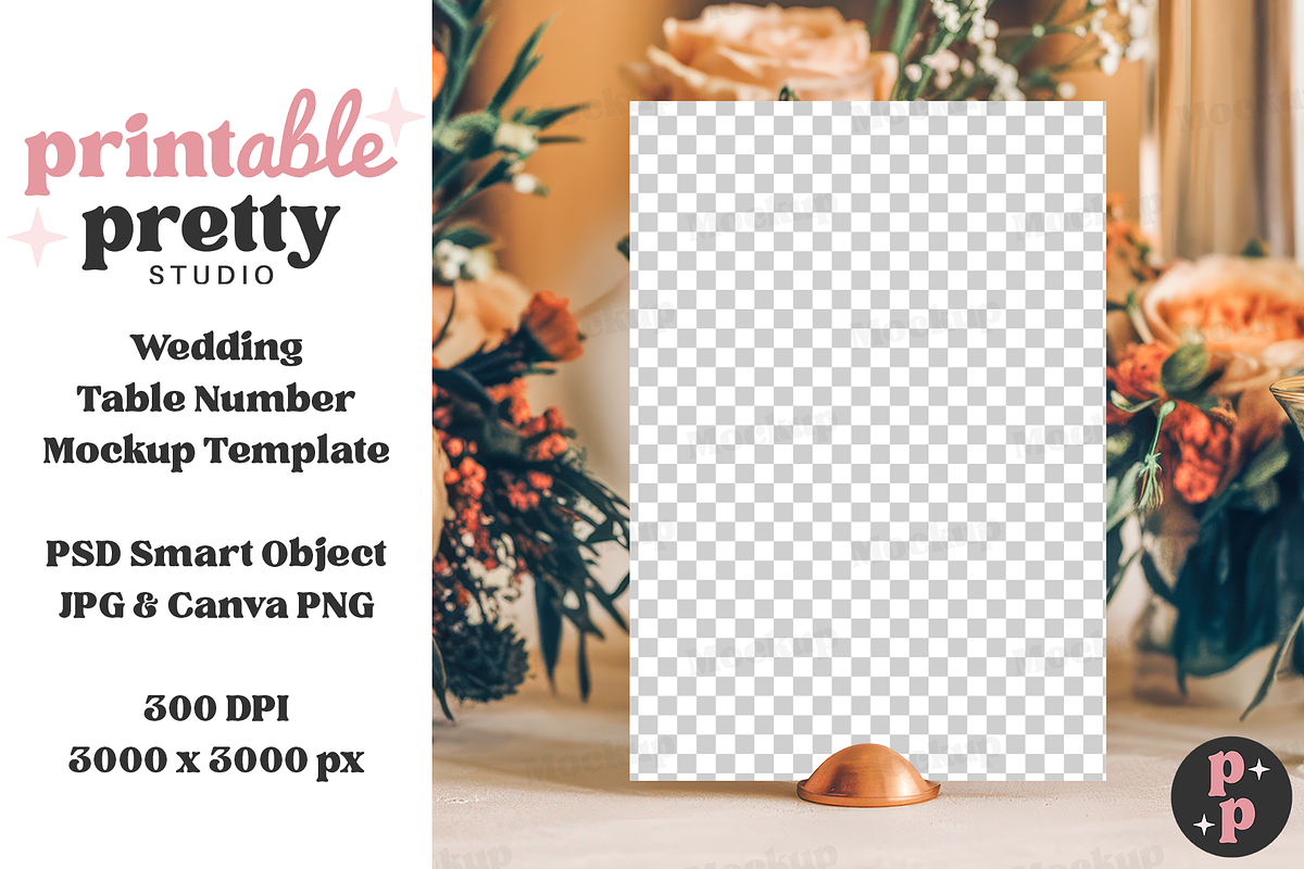 Rustic Floral Table Number Mockup, a Product Mockup by Printable Pretty Studio (Photo 2 of 10)