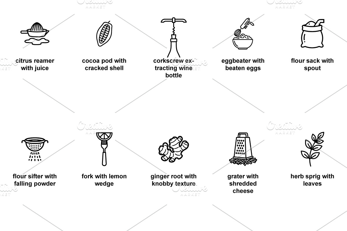 Culinary tools Icon Set 45 pcs, an Outline Icon by Nurlan's shop (Photo 6 of 6)