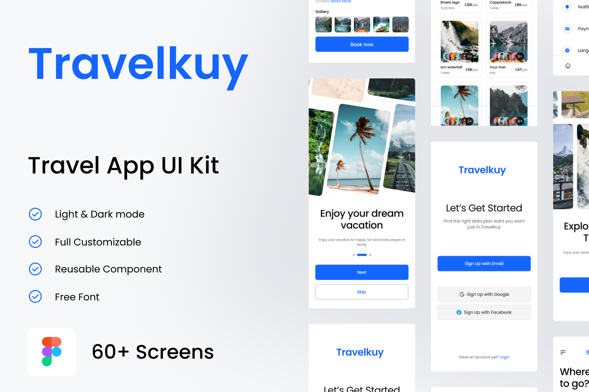 Travelkuy - Travel App UI Kit, an UI Kit Template by mz-studio (Photo 1 of 6)