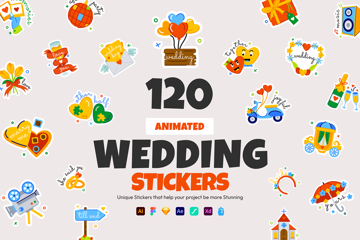 Animated Wedding Stickers, an Emoji Icon by Prosymbols (Photo 1 of 13)