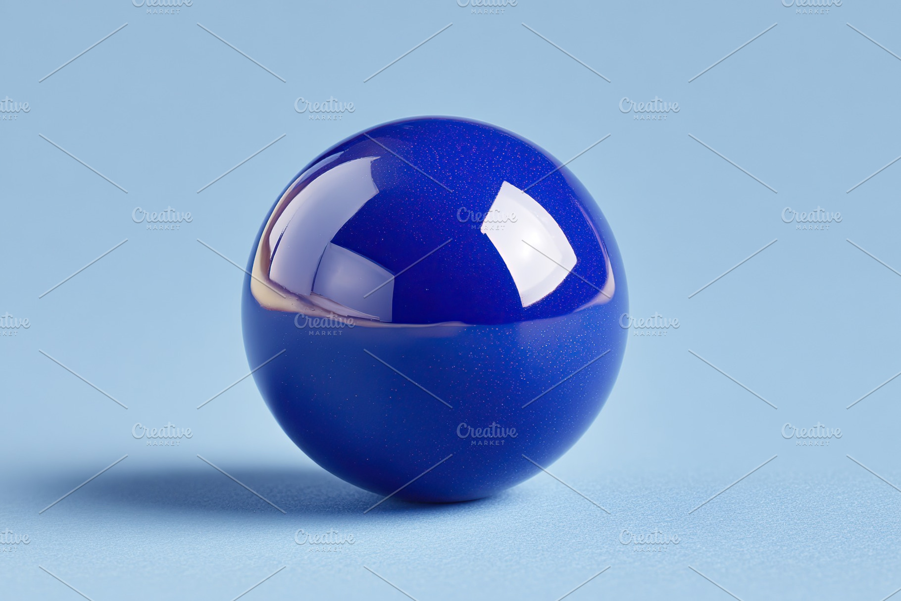 Cobalt sphere displayed on soft blue surface in clean, minimalistic design, a Photo by AlyaAnd
