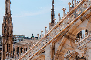 detail of marble buttresses in Milan Cathedral, a Photo by Nito