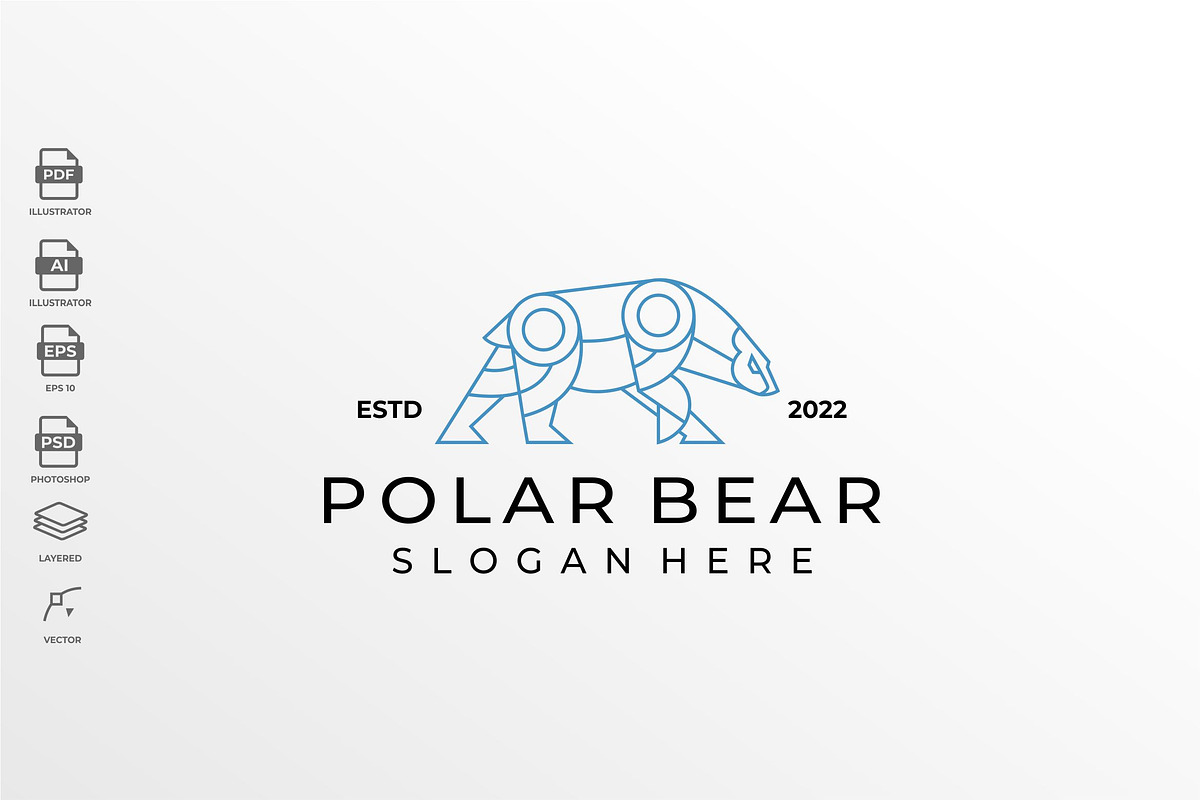 Geometric Lineart Polar Bear Logo, a Branding & Logo Template by Rupture