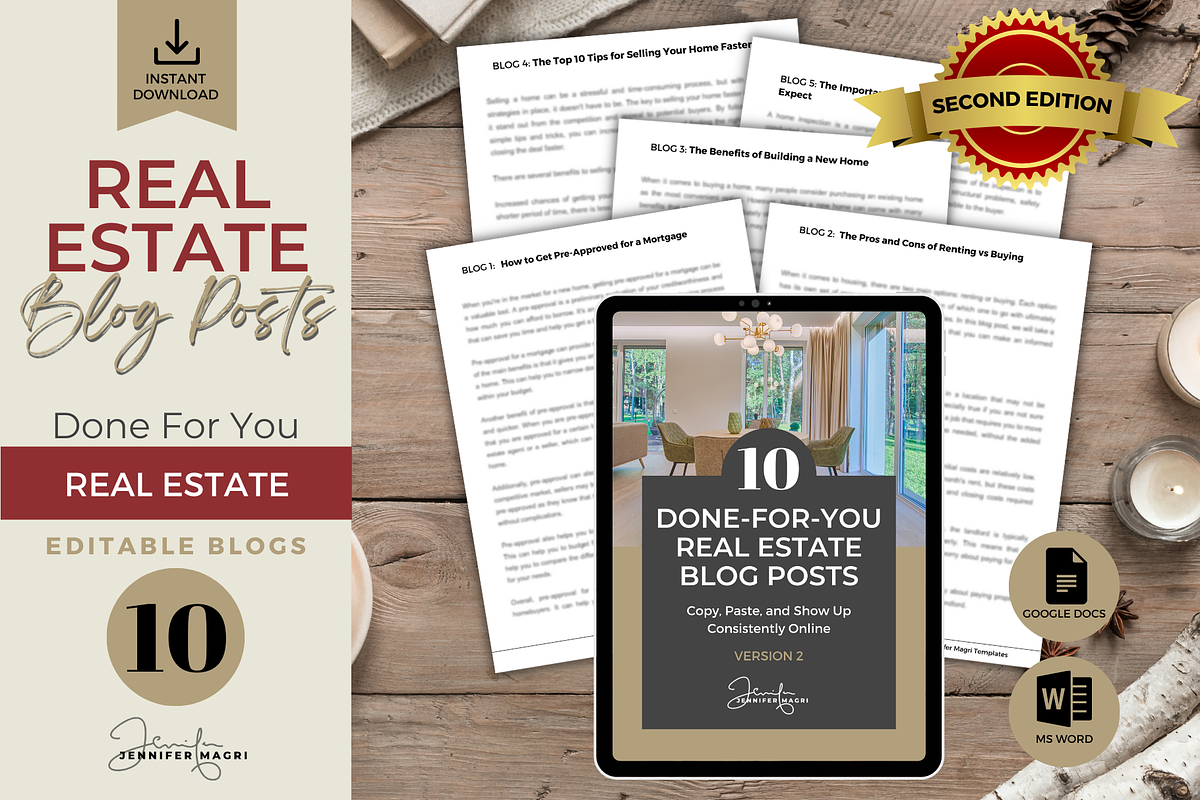DONE-FOR-YOU REAL ESTATE BLOG POSTS, a Templates & Theme by Jennifer Magri Templates (Photo 1 of 8)