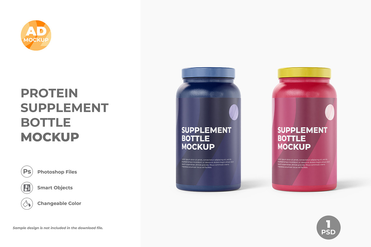 Protein Jar Bottle Mockup (1PSD), a Packaging Mockup by Adstart (Photo 2 of 5)