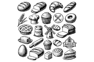 Bakery Bread and Pastry Clipart Set, an Object Graphic by RT Studio
