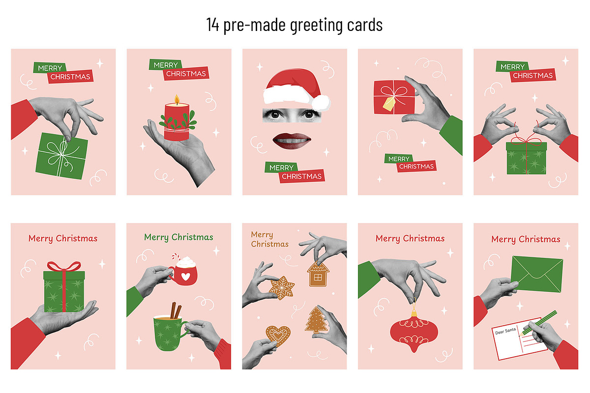 Modern Christmas Collage Elements, a Seasonal Illustration by yarynabo (Photo 5 of 6)