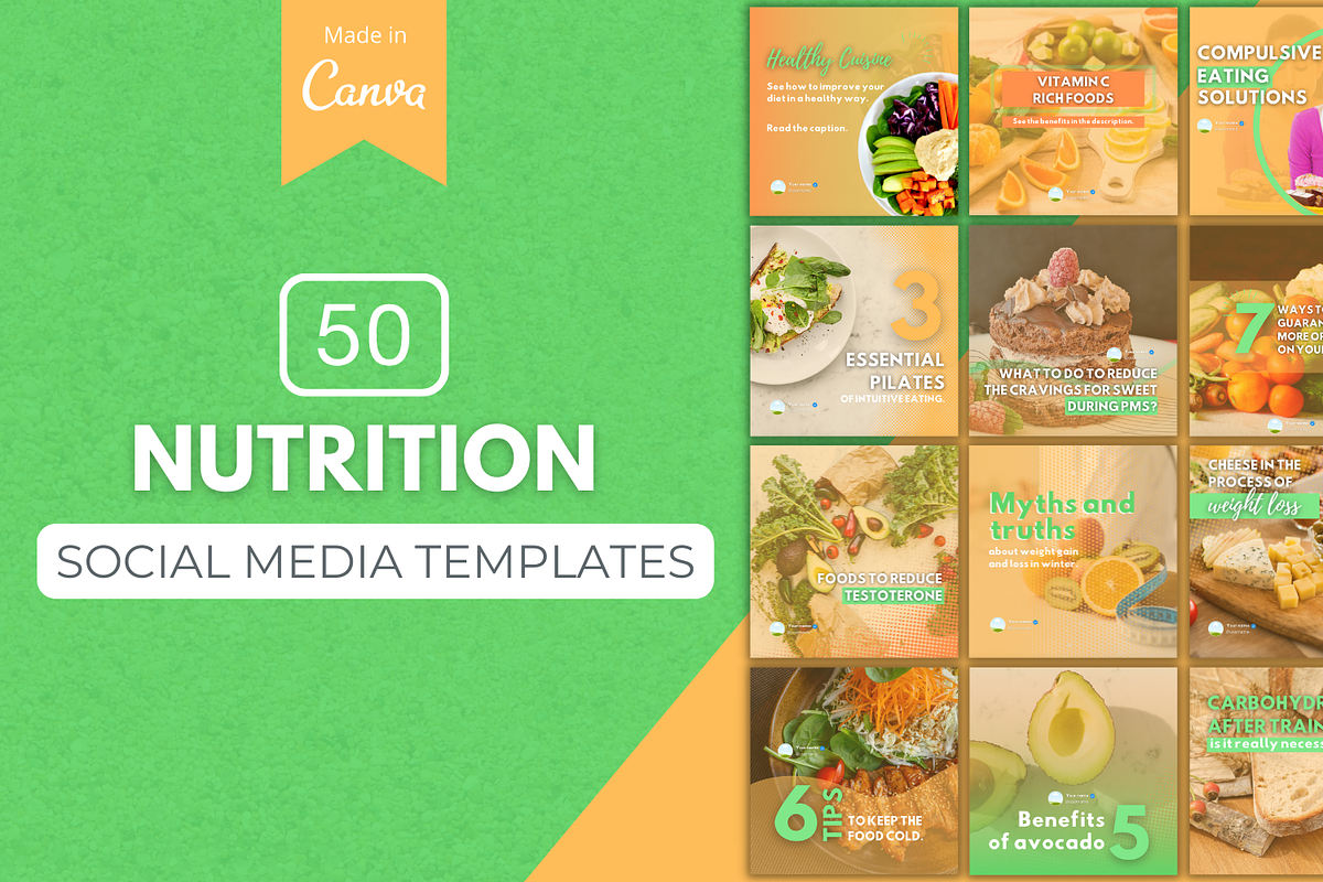 Nutrition Canva Templates Bundle, a Social Media Template by Canvagator (Photo 1 of 3)
